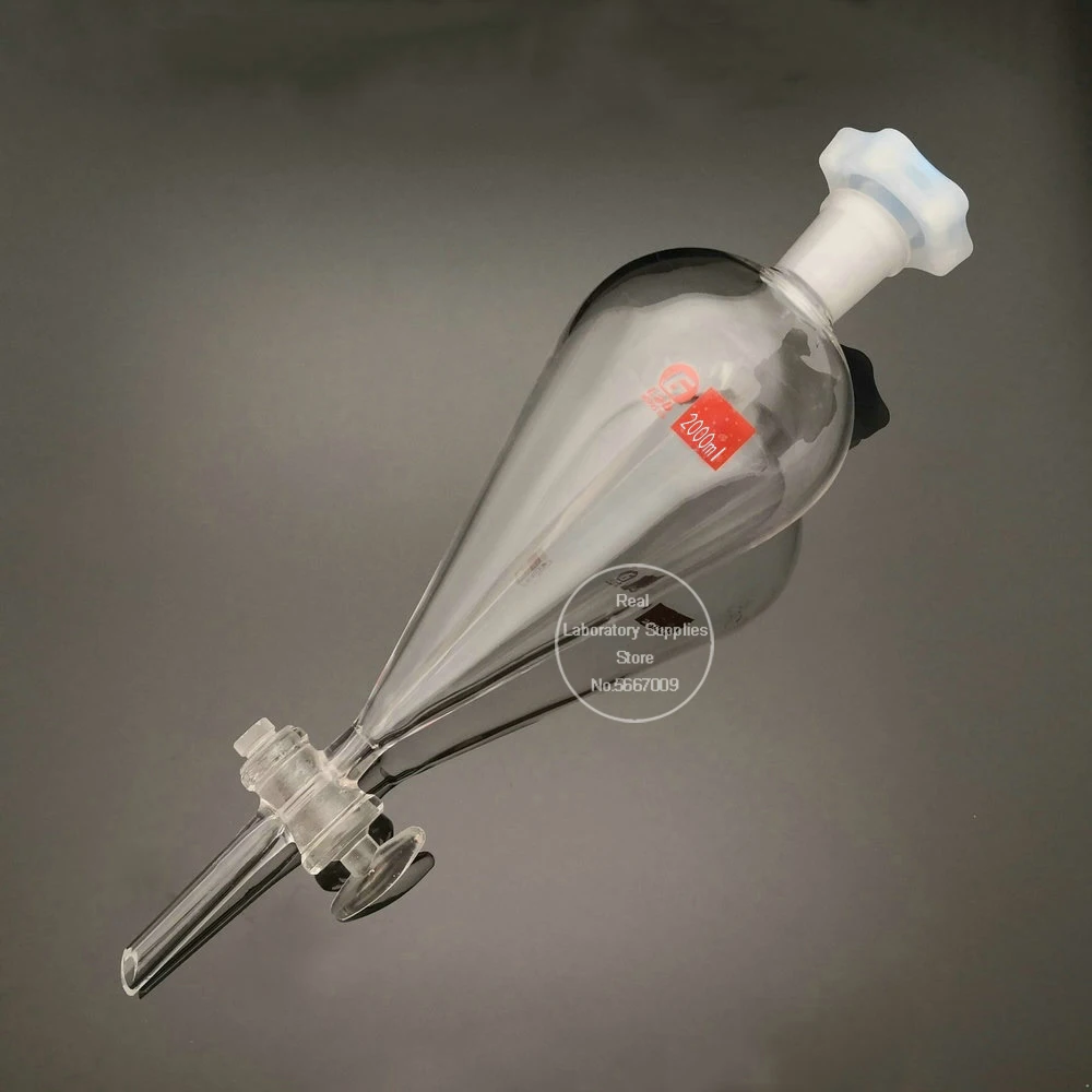 1 шт. 2000 мл прозрачная стеклянная грушевидная разделительная воронка со