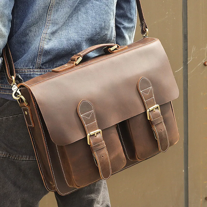 Кожаный портфель Crazy Horse для мужчин кожаные деловые портфели из зернистой кожи