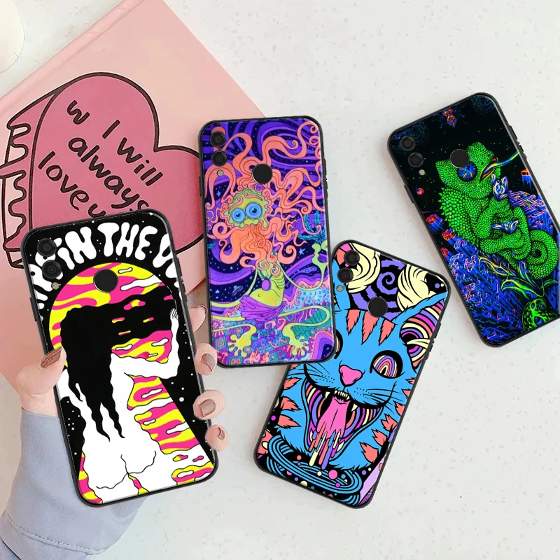 

Colourful Psychedelic Trippy Art Phone Case For Huawei Honor 7X 8X 8C 9 V9 9X 10 V10 10i V20 30 Lite Mandala Chakra Yoga Coque