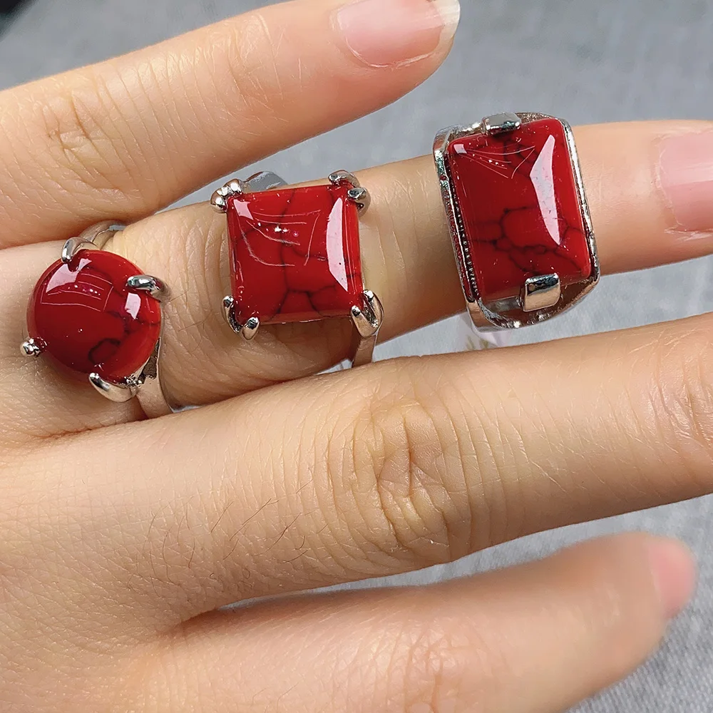 

Женское кольцо из натуральной Красной бирюзы, 18-20 мм, 20 шт.