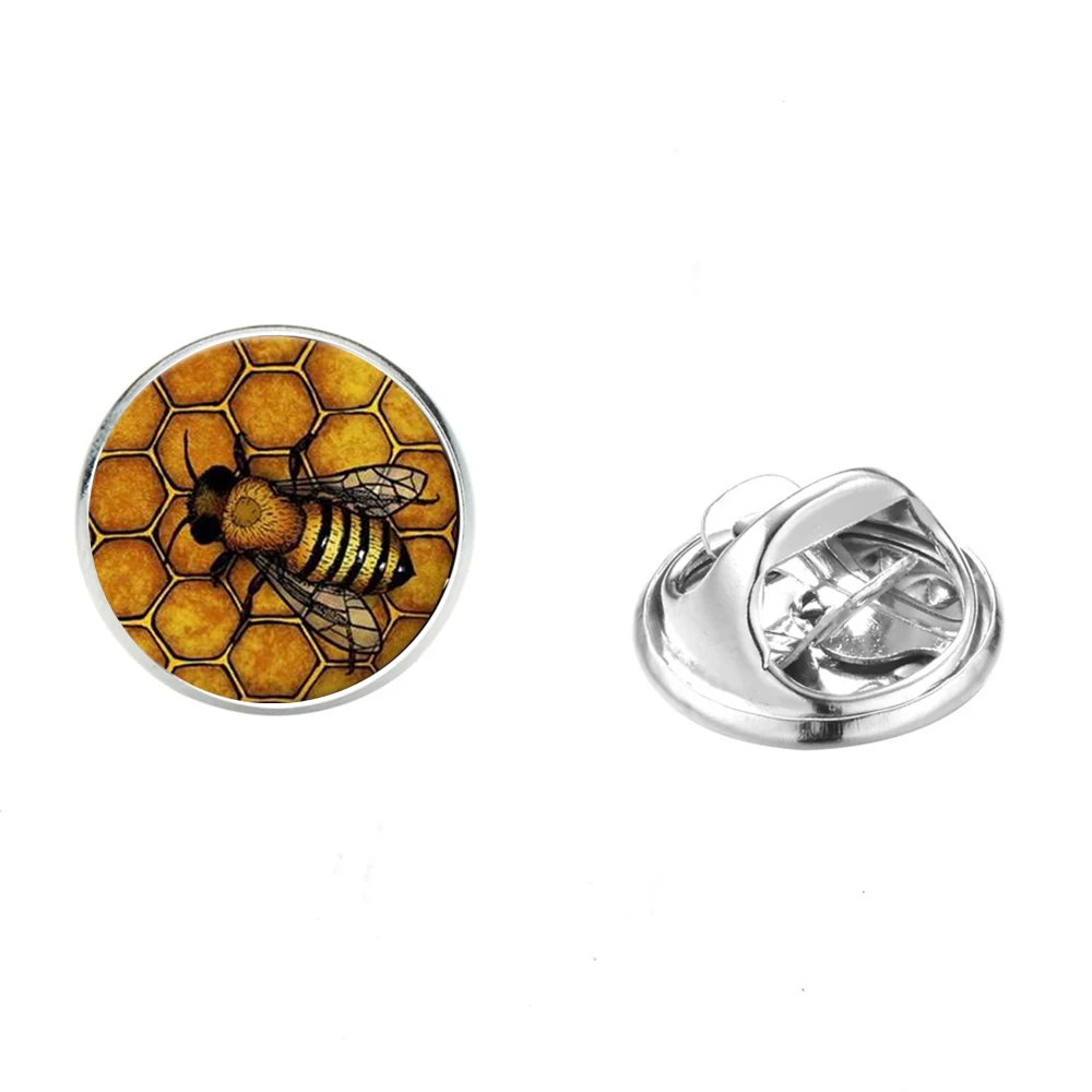 2019 Exquisite Golden Honeycomb Brooches Honey Bee Lapel Pins Handmade Glass Insect Animal Jewelry for Men Women | Украшения и