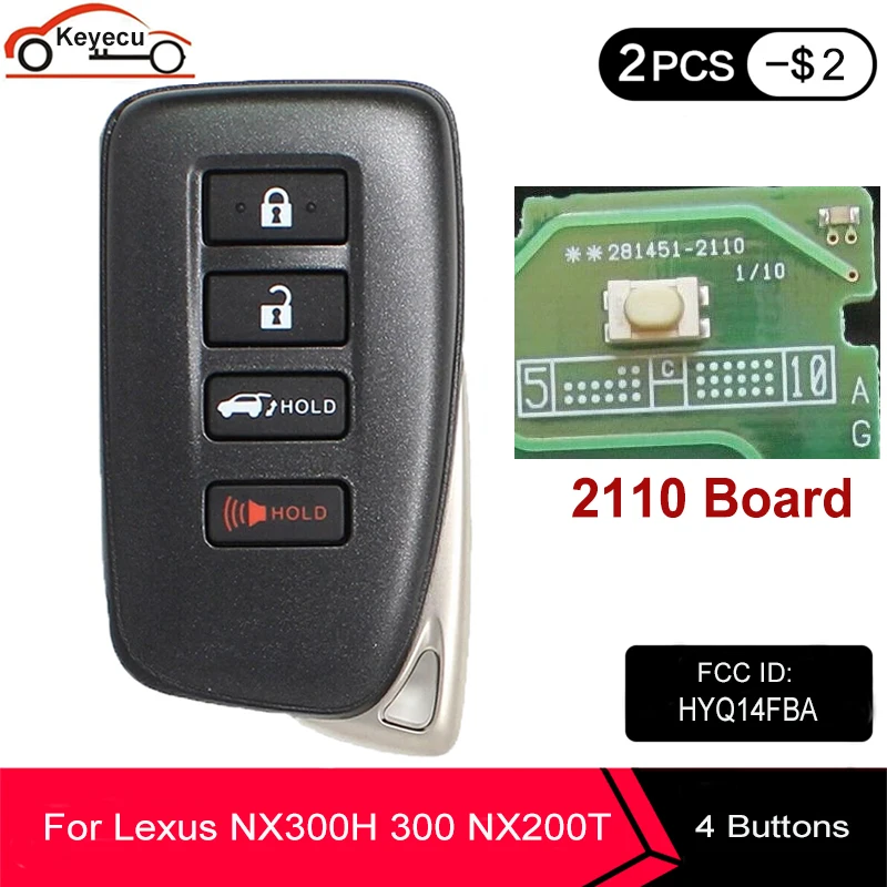 

KEYECU for Lexus LX570 NX200t NX300 NX300h Smart Keyless Remote Key Fob 281451-2110 AG Board HYQ14FBA 8A Chip 89904-78470