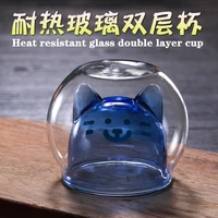 140 ml double coffee cup high borosilicate glass cold drink cup hot drink cup cute bear glassmilk glass milk tea glass