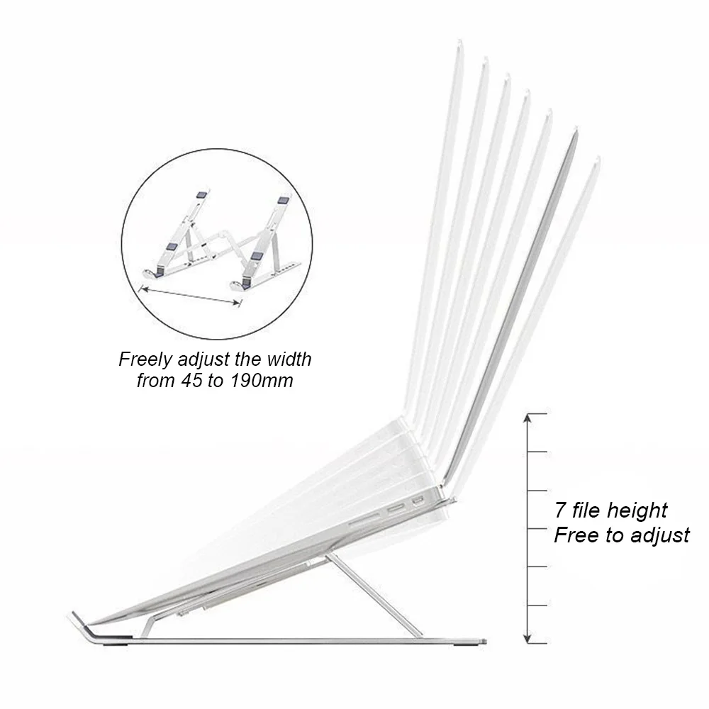 

Laptop Stand Aluminum Notebook Stand Foldable Adjustable Height Portable Heat Dissipation Computer Holder Riser for MacBook