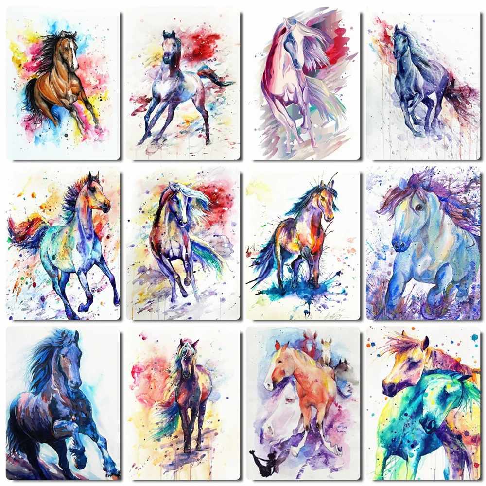 

HUACAN DIY Oil Painting By Numbers Horse Acrylic On Canvas Wall Art Coloring By Numbers Animal For Living Room