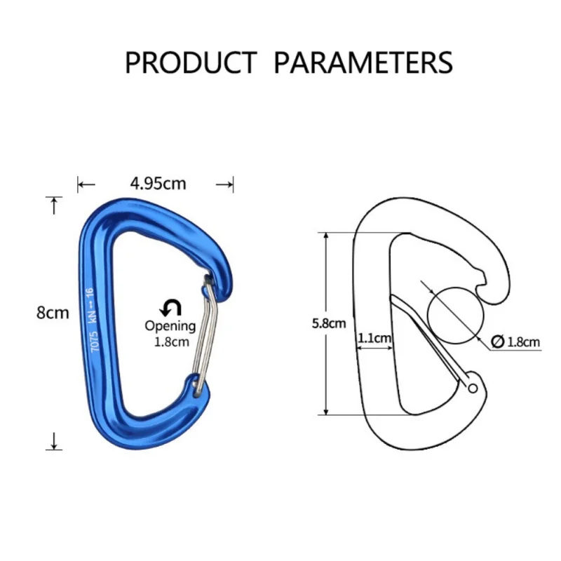 

1pcs 16KN Wire Gate Carabiner Safety D Ring Buckle Snap Hook Keychain Clip Rock Climbing for Camping Outing Hammock