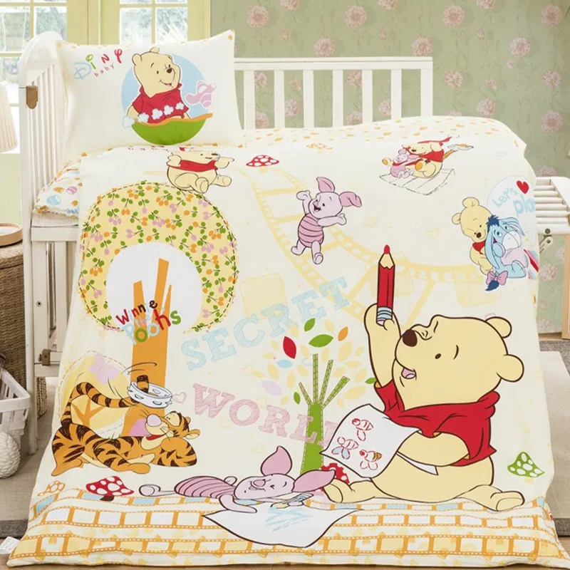 

Disney Cute Winnie The Pooh Mickey Minnie Snow White Pattern Bedding Set Crib Cartoon Pink Quilt Quilt Pillowcase Home Fabric