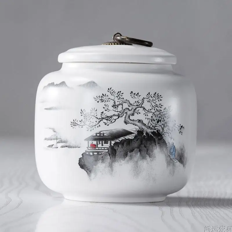 

Ceramic Tea Box Luxury Porcelain Storage Organizer Tea Box Ceramic Jar Chinese Tea Smell Proof Box Caja De Te Container EF50CY