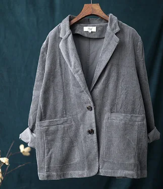 Осенние женские куртки свободное вельветовое повседневное пальто в стиле ретро