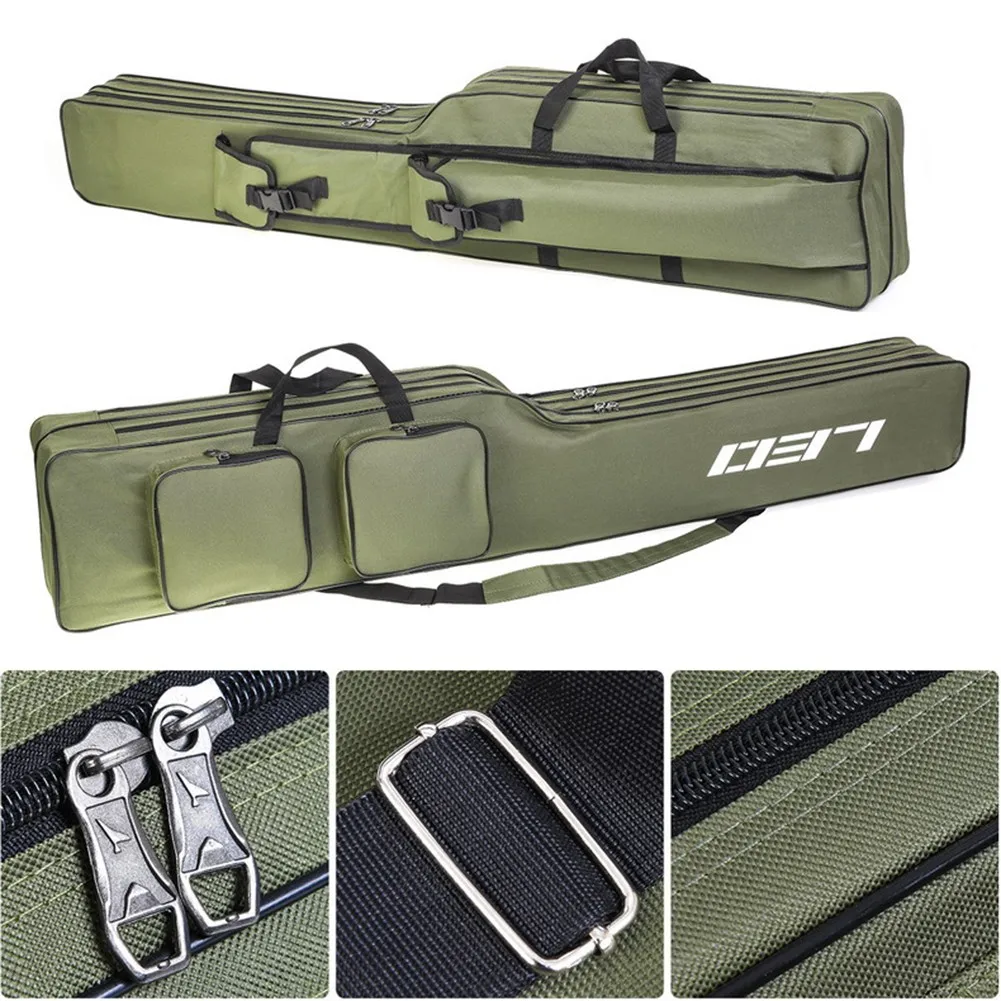 

Large Capacity 2 Layer Poles Canvas Foldable Tool Tackle Storage Case Portable Folding Fishing Rods Bag Convenient And Portable