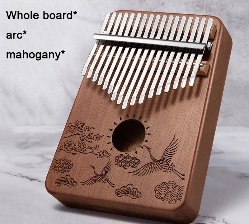 mahogany Последние 17 клавиш Kalimba большого пальца фортепиано из красного дерева вся доска палец пианино твердой древесины студента начинающих Синий Зеленый клавиатура инструмент - Цвет: mahogany