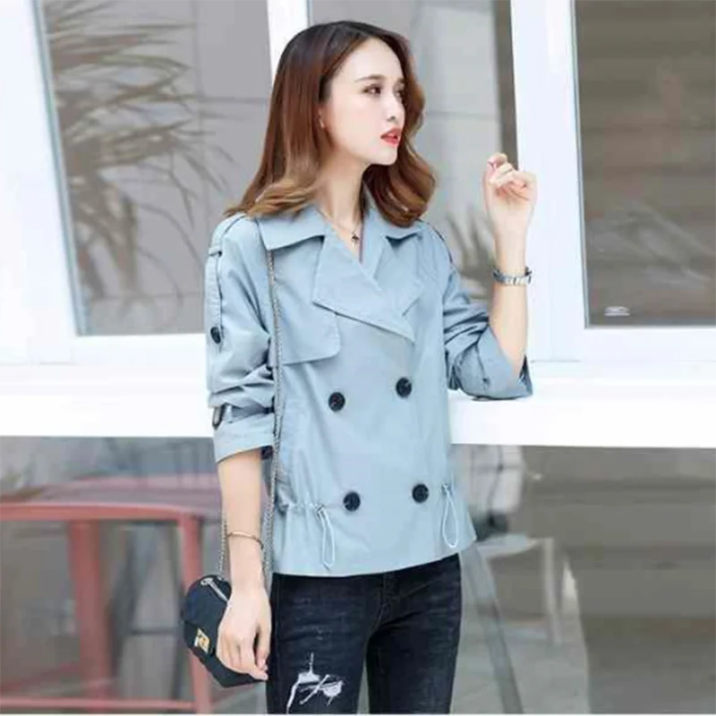 Feminino Curto Cabolsa Primavera Outono Novo 2021 Coreano Casual Outwear All-match Solto Fino Blusão Roupas Femininas L409