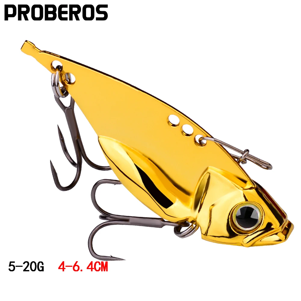 

PROBEROS 1PC VIB Fishing Lure 5g 7g 10g 15g 20g Metal Fast Sinking Hard Artificial Bait Bass Pike Vibrations Spoon Spinner Lures