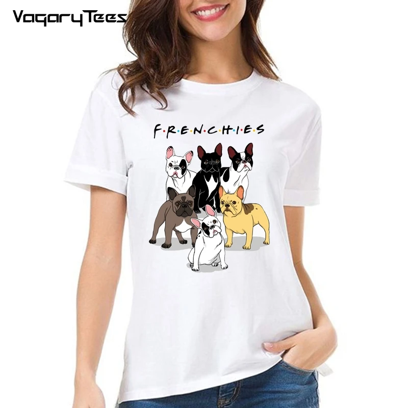 2021 Graphic Tees Women Frenchies T-shirt with Print Funny Cute French Bulldog T Shirts Tops Camisetas Mujer Female Clothing