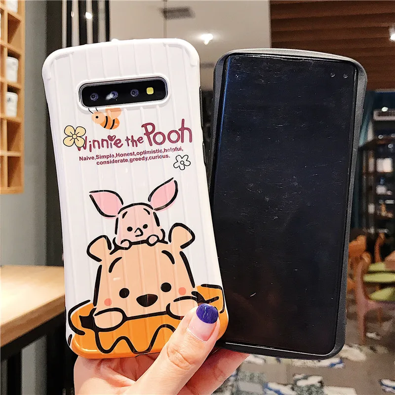 IUENUA изогнутый чемодан медвежонок пух чехол для телефона samsung Galaxy Note 10 S8 S9 S10 Plus 9 8