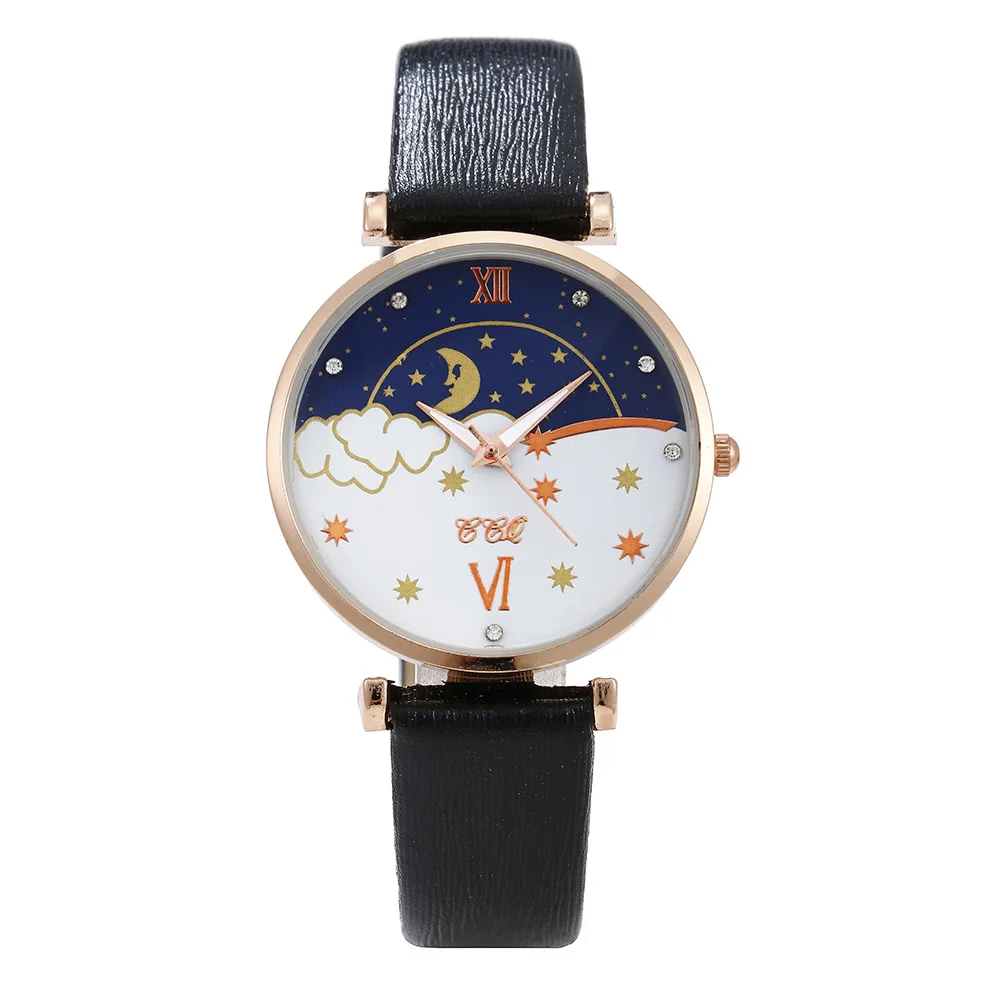 

Часы наручные FACEINS женские с Луной и звездами, повседневные, с ремешком из искусственной кожи, подарок для женщин