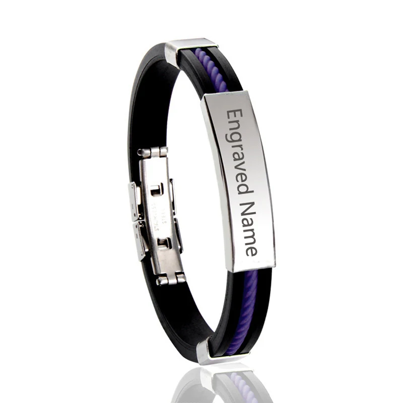 Модный браслет с гравировкой логотипа и именем на заказ гладкие силиконовые