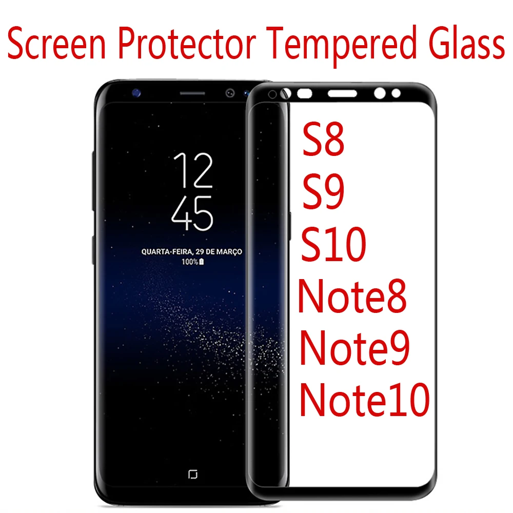 Защитное стекло для экрана Samsung S8 S9 S10 Plus S10E Note 8 9 10 Черная защитная пленка из
