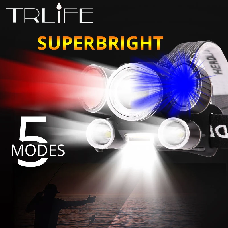 Налобный фонарь XHP50.2 + 2T6 COB аккумуляторный с батареей 18650|Налобные LED-фонари| |