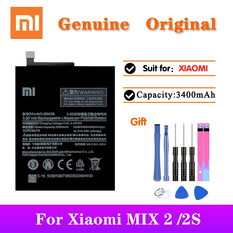 

20pcs/lot Original Battery BM3B For Xiaomi MIX 2 /2S High Quality Replacement Phone Bateria With Free Tools 3300mAh