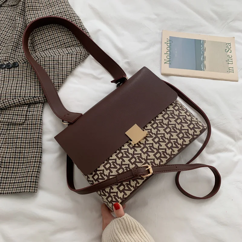 Большая женская сумка новинка 2021 модная текстурная широкая через плечо на одно