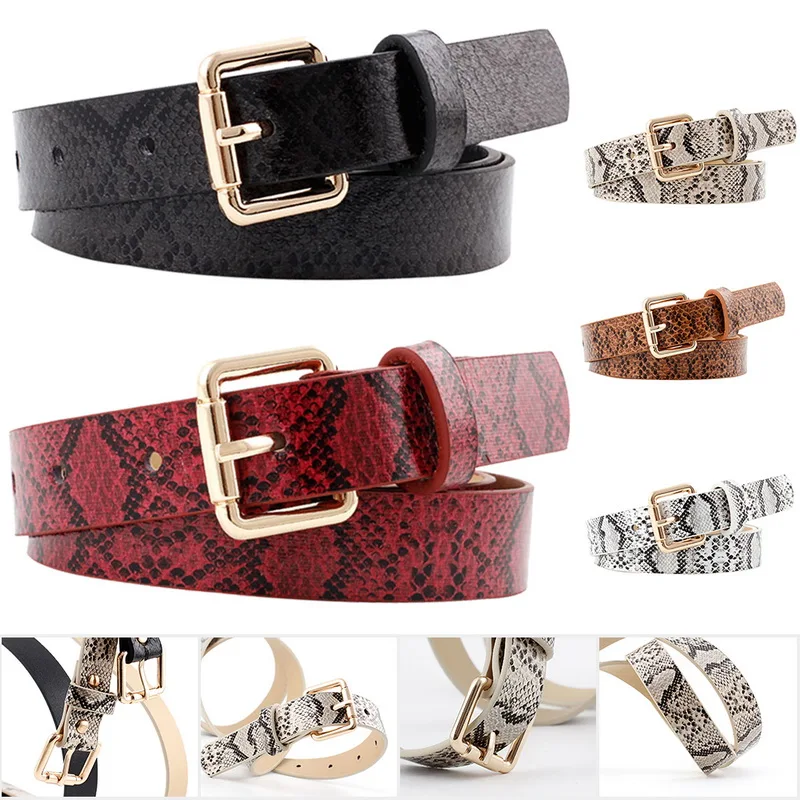Женский ремень из конского волоса с леопардовым узором и металлической пряжкой