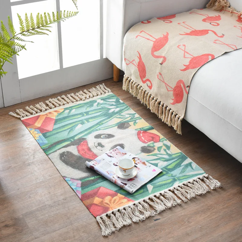 Нордический хлопковый льняной плед с кисточками в стиле бохо этнический