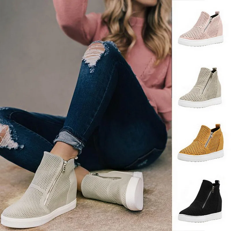 Женская Повседневная обувь из Oeak кожи; scarpe donna; обувь на молнии сбоку; zapatos mujer; коллекция года; кроссовки; женская обувь на плоской подошве