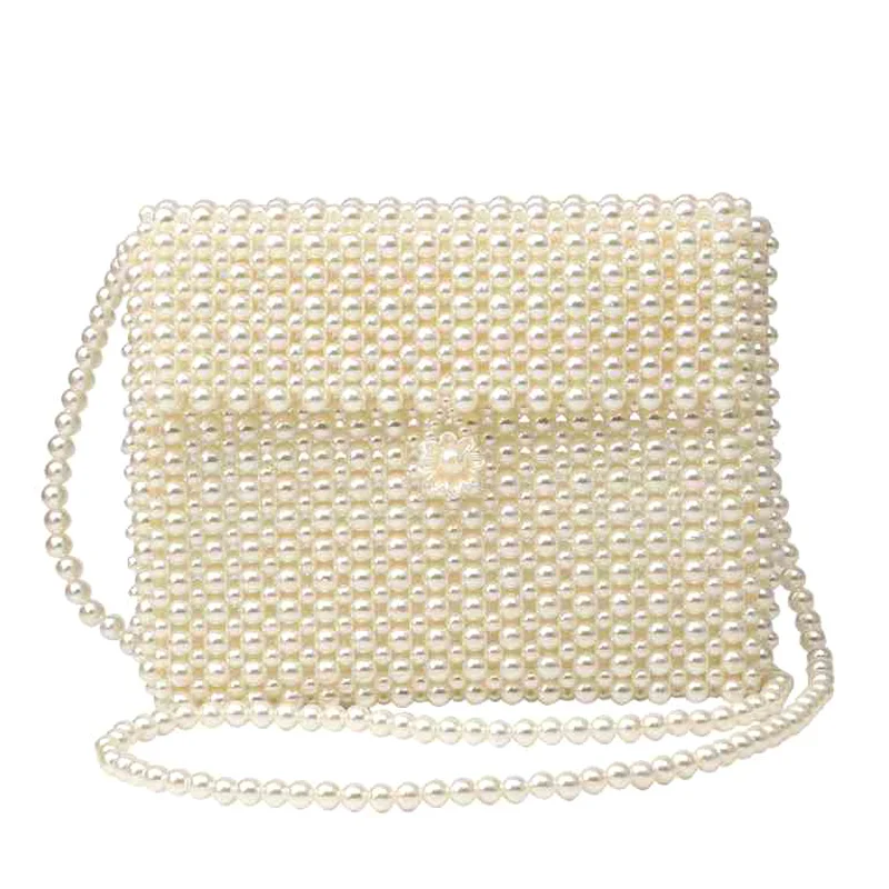 Хит продаж вечерние винтажные сумки с имитацией жемчуга ручная тканая сумка