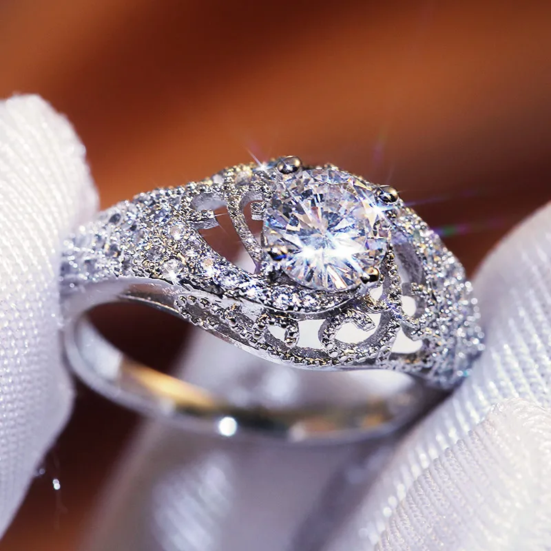 Huitan уникальный спиральный узор Свадебные обручальные кольца для женщин сюрприз