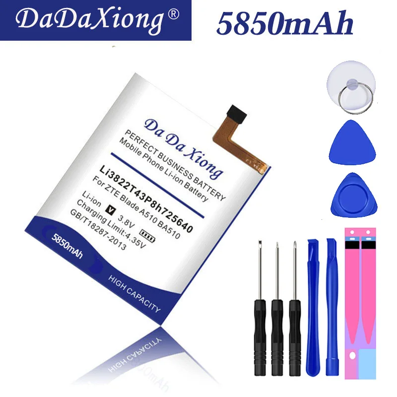 Аккумулятор Da Xiong 5850 мАч Li3822T43P8h725640 для сотового телефона ZTE Blade A510 BA510|Аккумуляторы