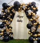 149 шт., черная и Золотая гирлянда, воздушные шары, блестящие, металлические, хромированные, конфетти, фотообои для свадьбы, дня рождения, вечеринки