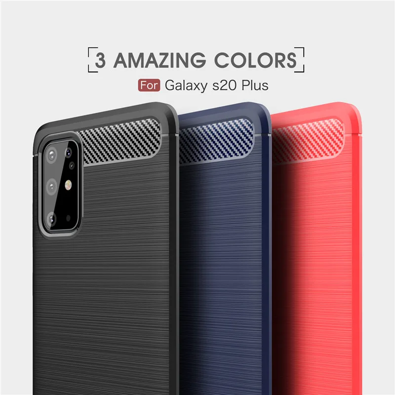 Soft Carbon Fiber Case For Samsung Galaxy S20 Plus Case Housings Protective Fitted Phone Bumper For Samsung S20 Plus Cover Funda