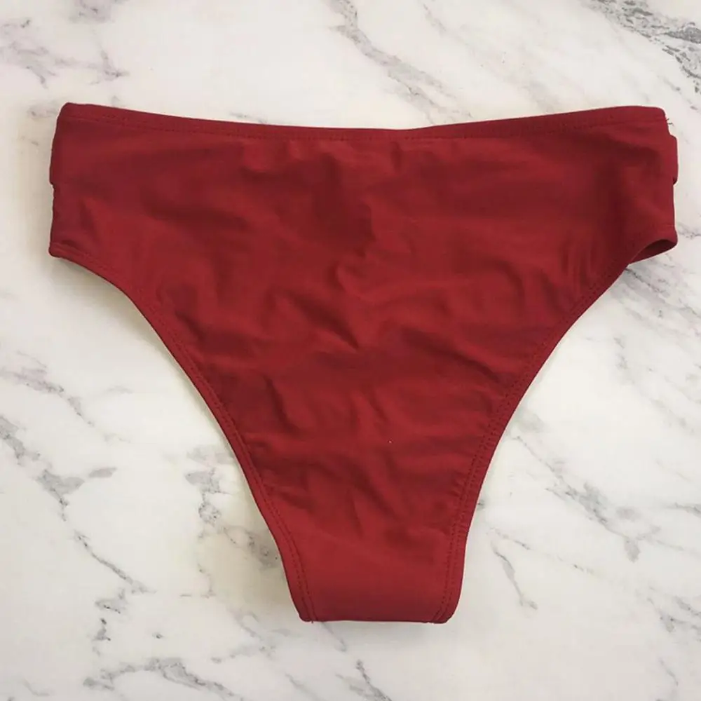 Женский купальник модный Одноцветный высокая талия с поясом бикини набор