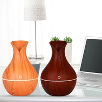 usb electric small vase ultrasonic air humidifier classic design mini wood grain essential oil aroma diffuser