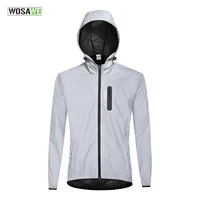 wosawe reflective jacket with hoodie and waterproof windbreaker for men women cycling hiking running hip hop safety jacket