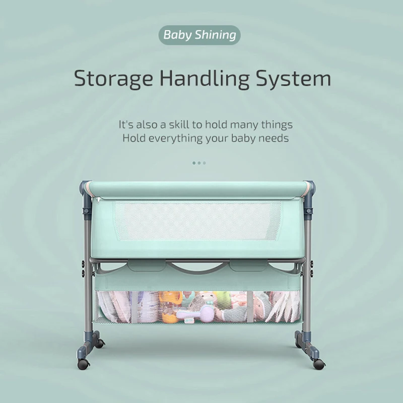 Портативная кроватка для новорожденных люлька с москитной сеткой сияющая