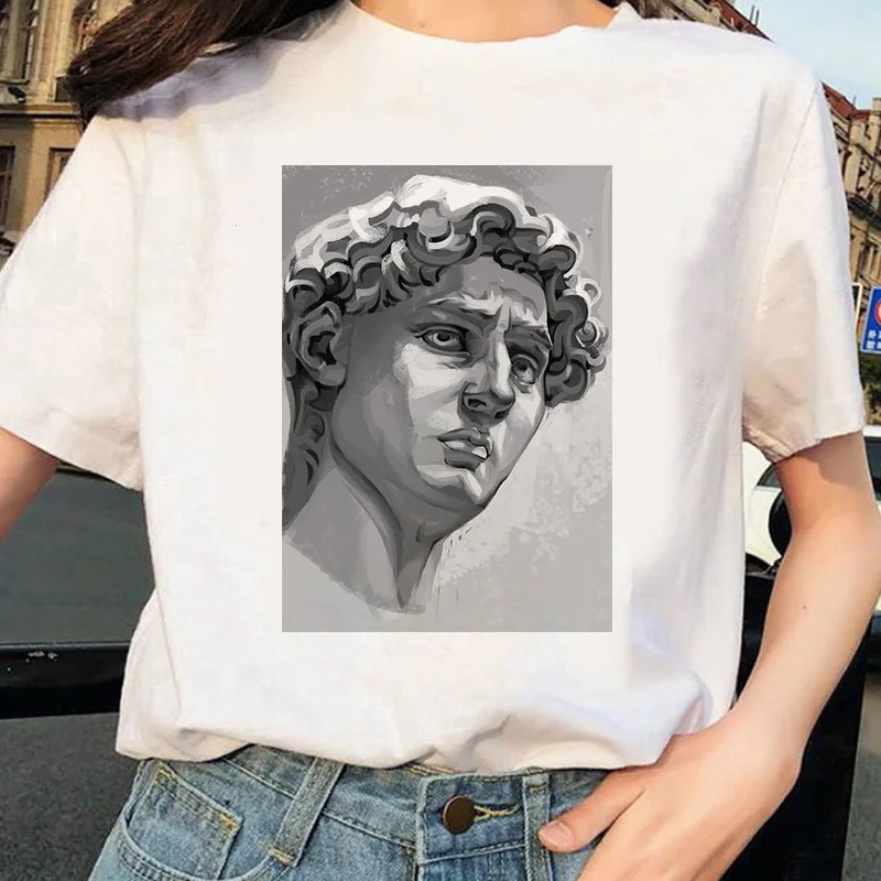 Новая модная женская футболка с принтом Давида микеланжело Повседневная Harajuku