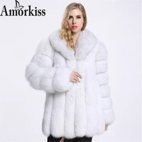 amorkiss high quality furry cropped faux fur coats and womens fluffy lapel long coat winter warm maomou fashion coat