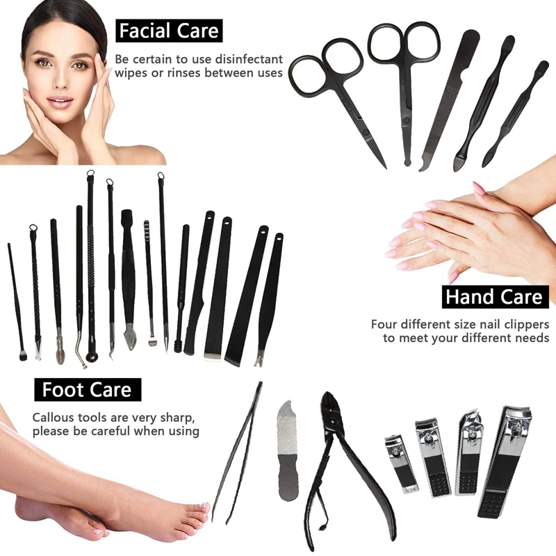 

26 Pcs Nail Clippers Set Stainless Steel Scissors Grooming Kit Toenail Clippers Callus File Nail Kit with Travel Case