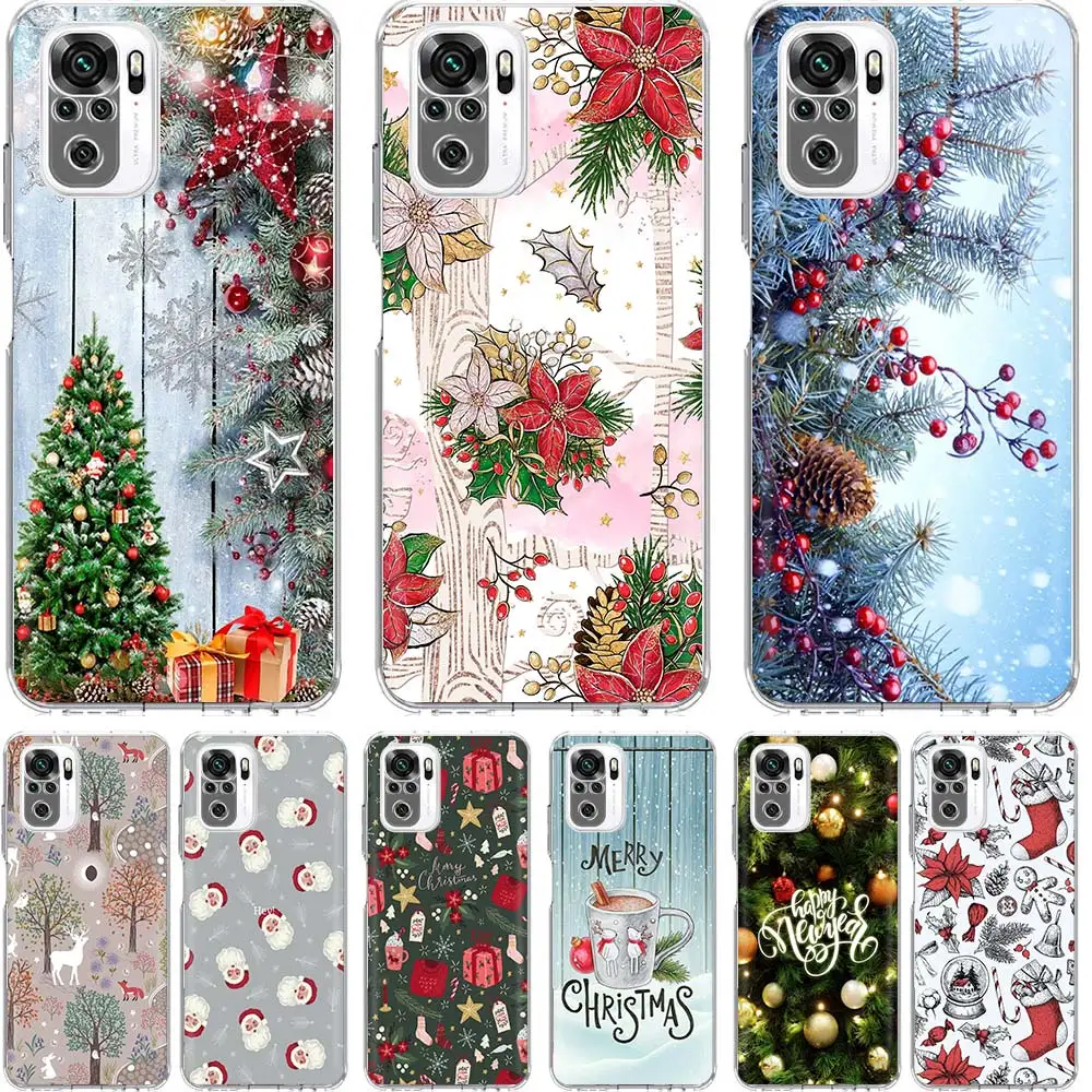 

Merry Christmas Flower Phone Case Funda For Xiaomi Redmi Note 10 Pro 10S 9S 9 8 Pro 8T 8A 9A 9C 7 7A 6 6A K20 K30 Cover Coque