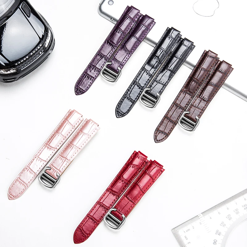 Ремешок для наручных часов из натуральной кожи браслет с пряжкой золотистого