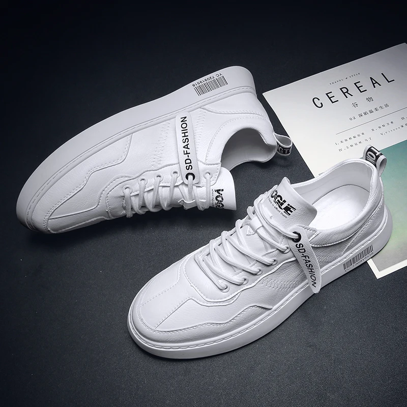 Designer Sneakers For Men Shoes Leather Walking 2020 Spring Luxury lace up High Quality Casual Flats Men's Footwear | Обувь