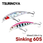 TSURINOYA приманка для рыбалки, мини тонущий гольян 60S 6,1 г 60 мм DW67 воблер с жесткими битами 12 цветов
