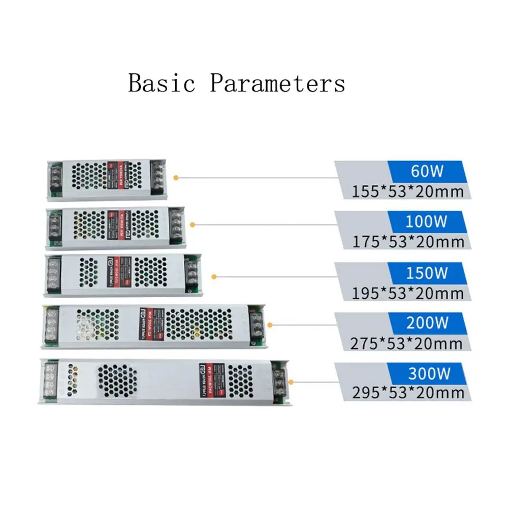 

Ultrathin Led Switching Power Supply DC12/24V Led Strips Signboard Advertisement Driver Transformer 60/100/150/200/300w