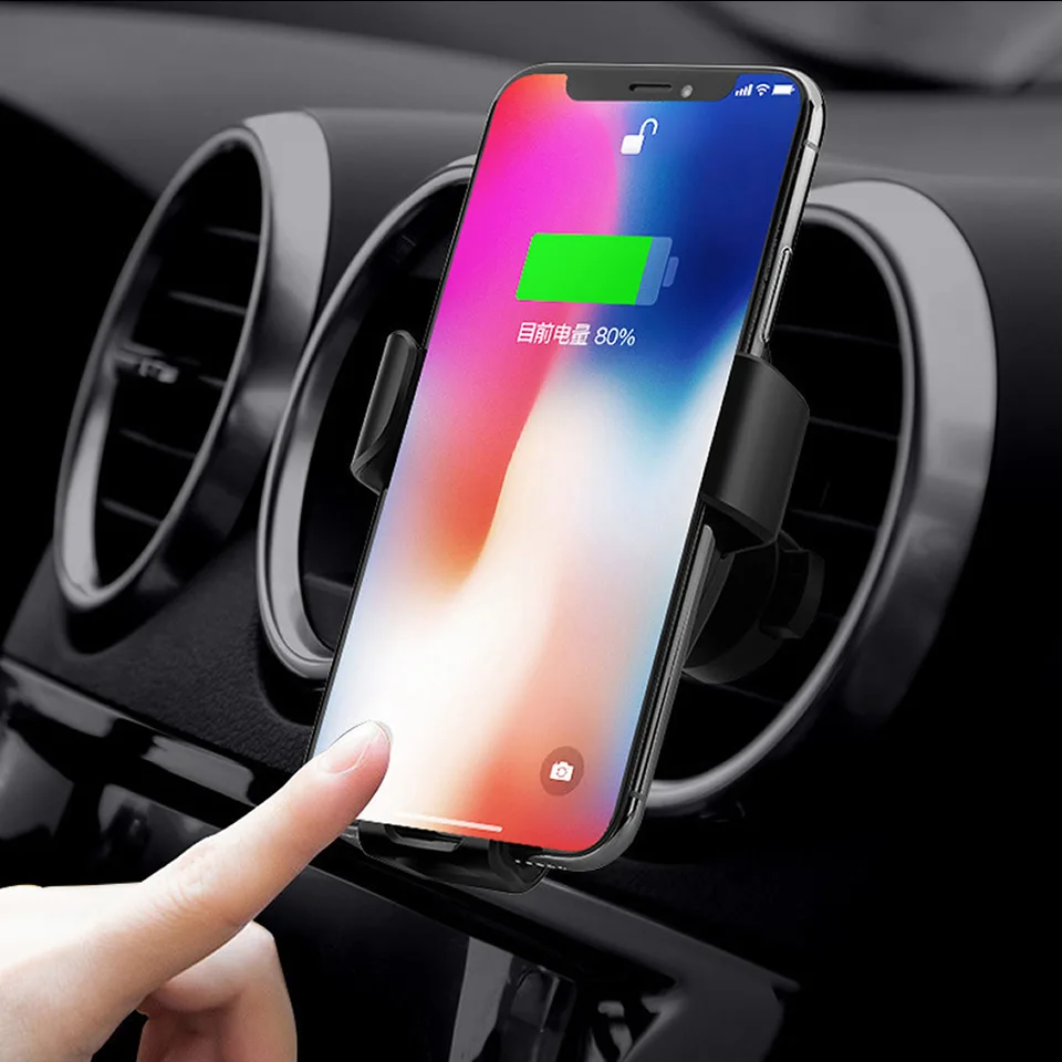 15w qi car phone holder stand wireless fast charger car mount for air vent mount car charger wireless for iphone xiaomi samsung free global shipping
