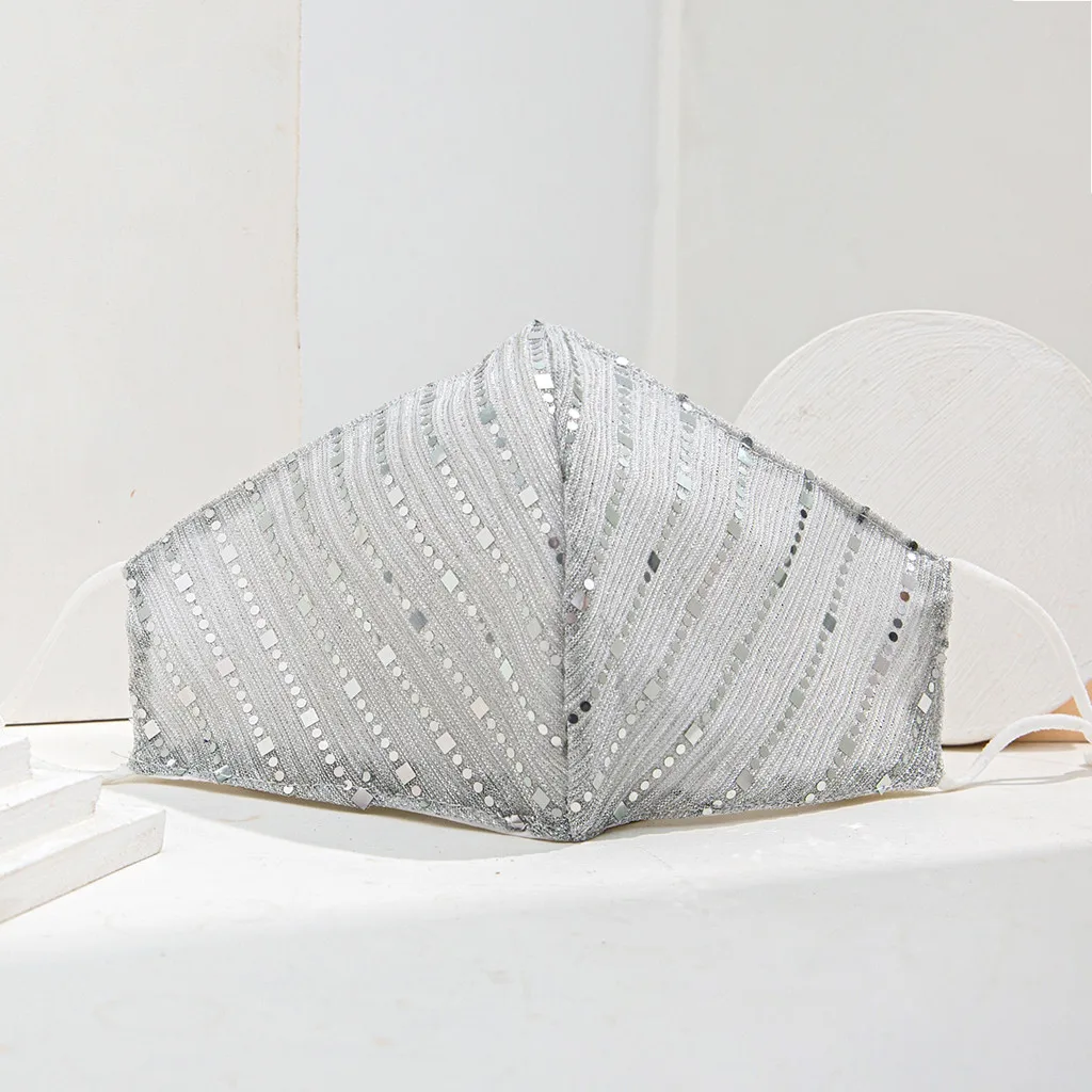 Модная маска с блестками для женщин моющаяся блестящая хлопковая самая дышащая