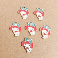 10pcs 2026mm cartoon enamel bowknot charms for jewelry making animal rabbit charm pendant necklace earrings diy craft accessory