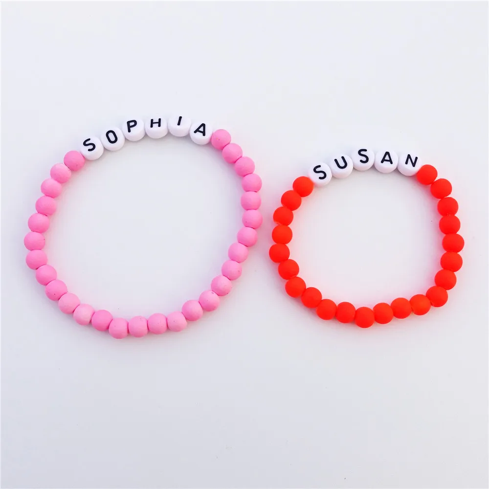 Индивидуальные персонализированные имя браслет акриловые бусины дети девочки и