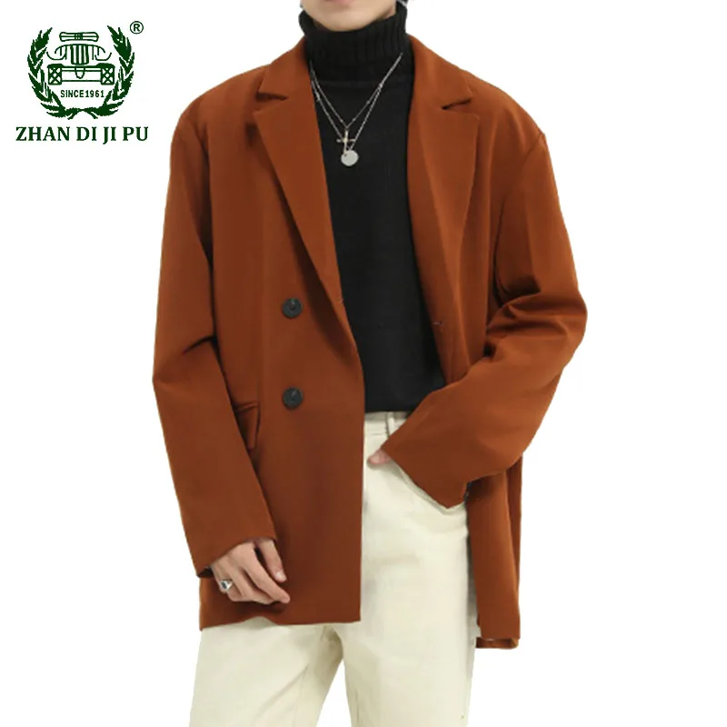 Новые хлопковые блейзеры для мужчин однотонные повседневные Модные мужские